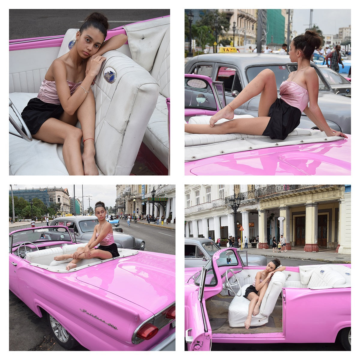 Laura in pink cabrio